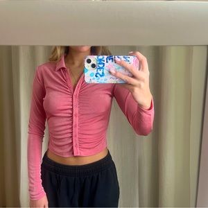 Buttoned Colored Pink Garage Long Sleeve